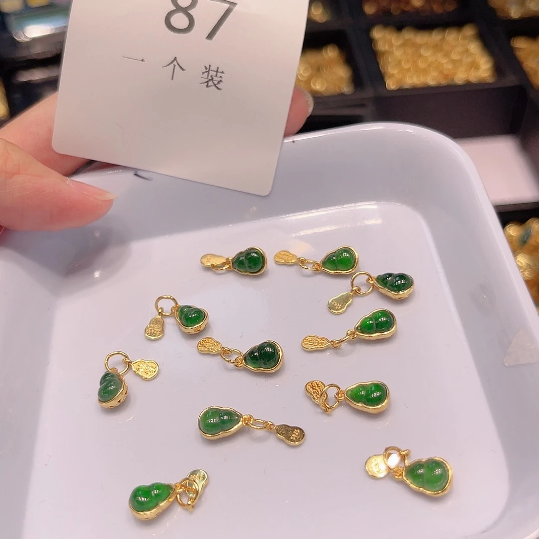 银S925镀金镶嵌珠宝半成品水晶87 。