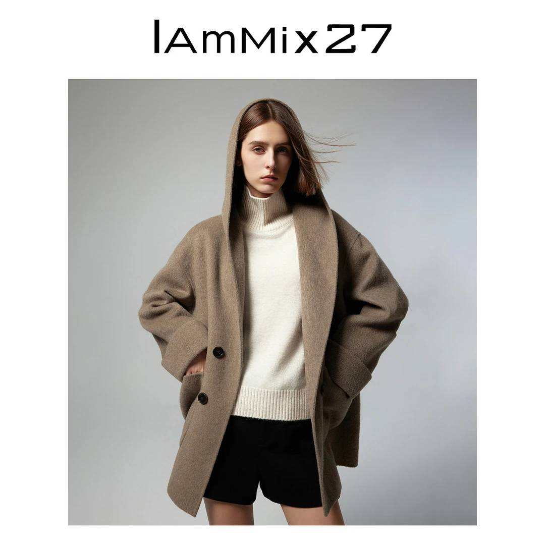 Iamx27中长款连帽大衣M4D4007