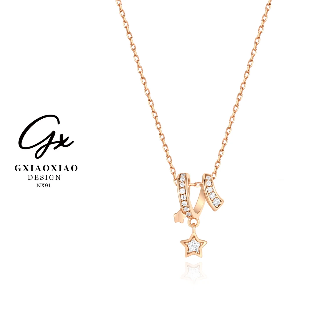 G XIAOXIAO 925银 镀K金 【星轨】轻奢高级时尚星星项链 NX91