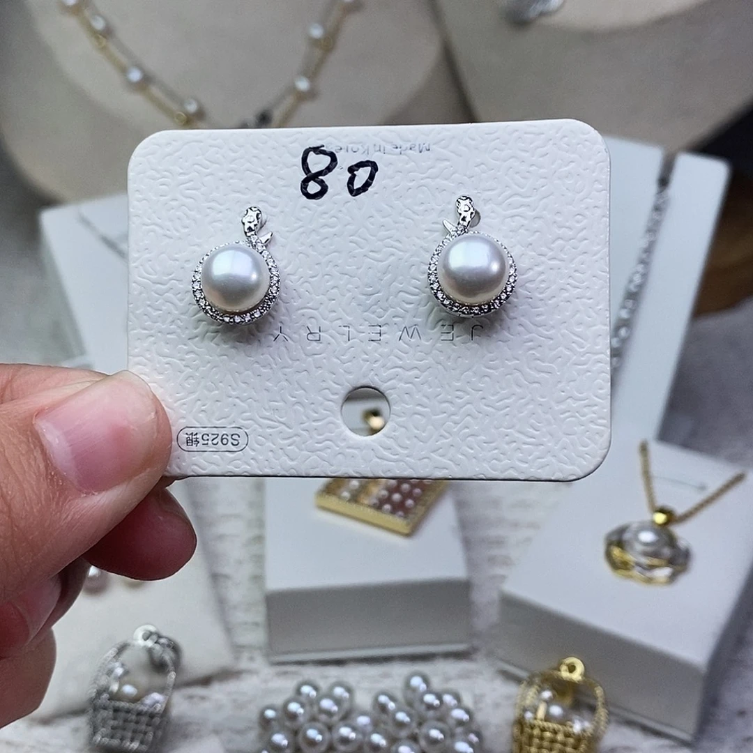 耳饰淡水珍珠银S925镶嵌