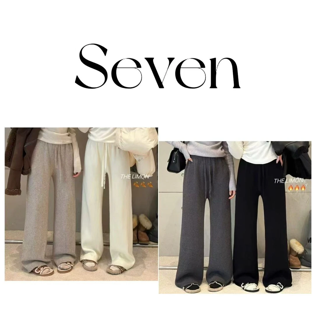 秋冬一体绒韩版显瘦加绒加厚直筒针织休闲裤