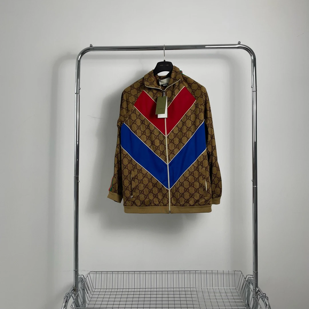未使用 GUCCI/古驰 条纹拼接老花满印外套 yy00546 尺码 s