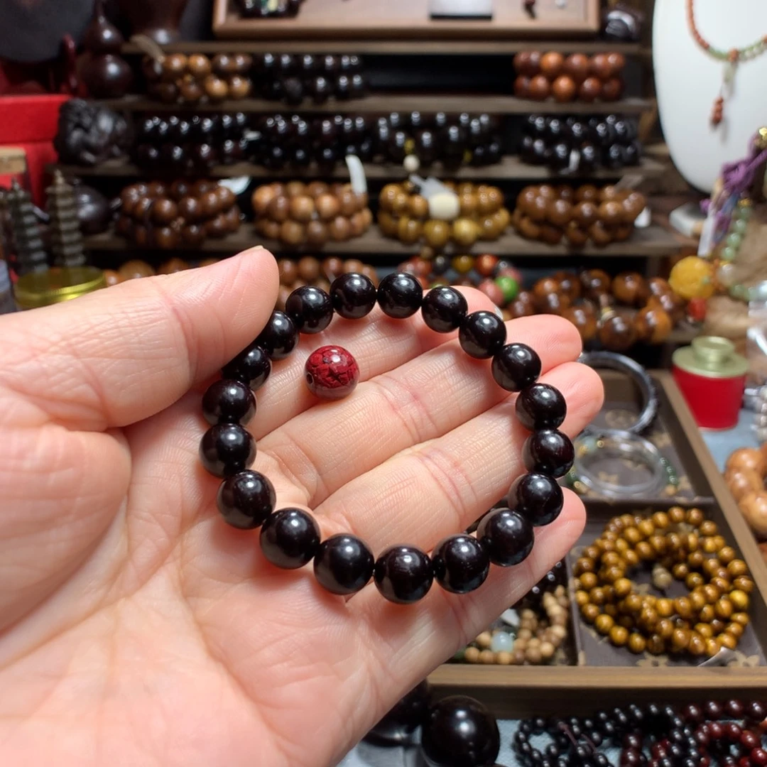 阿***鱼手串/手链小叶紫檀单圈diy8mm