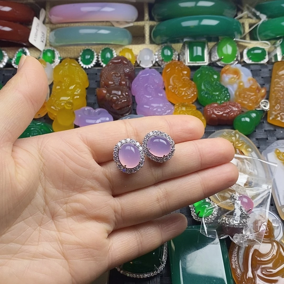 ****合金耳钉玛瑙/玉髓
