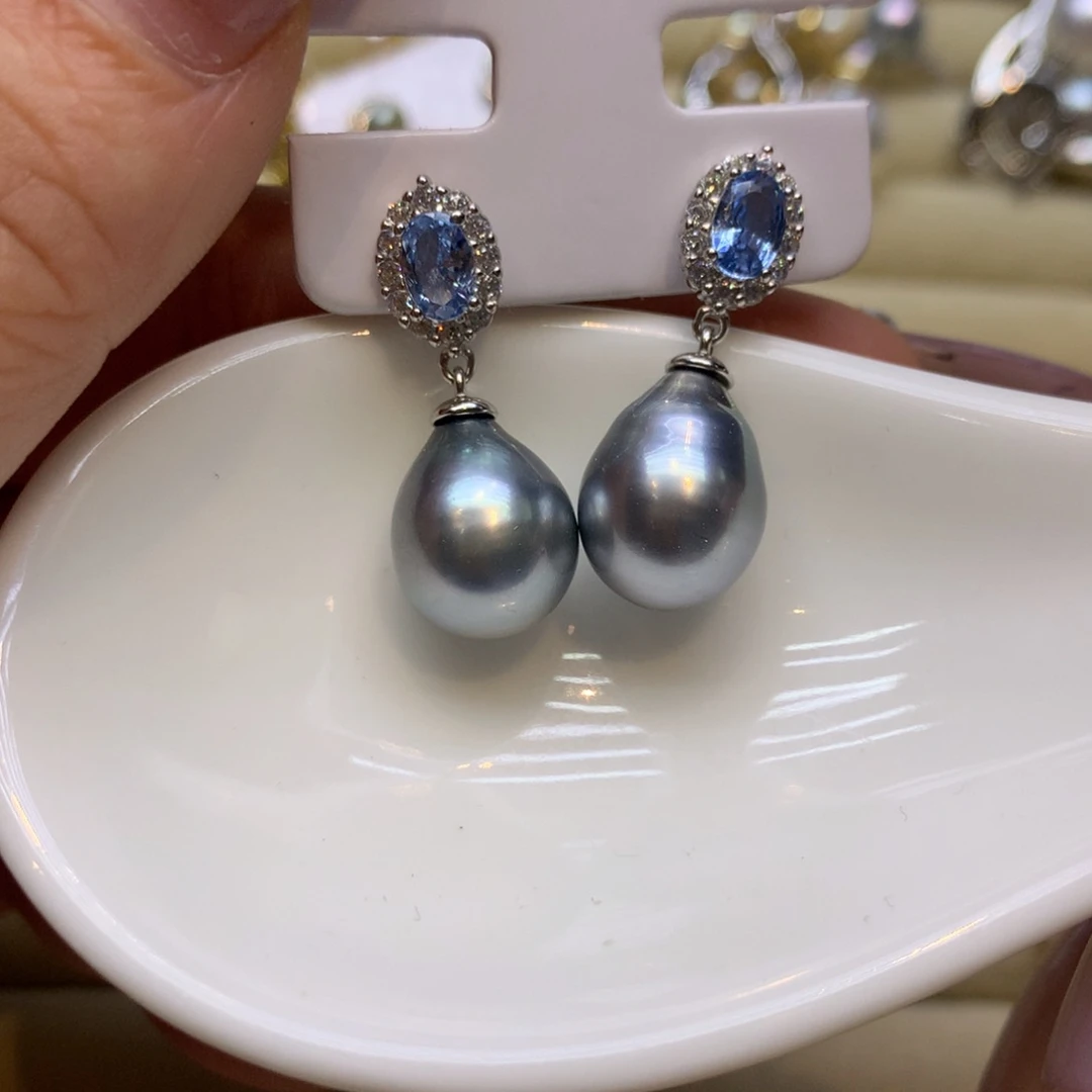 银S925镶嵌耳饰海水珍珠