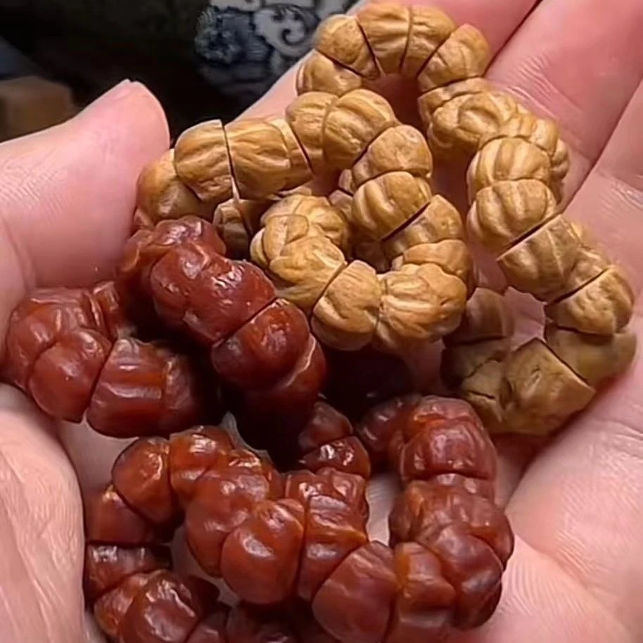 西藏热振柏香籽斜切几何猪大肠手持男女普通手串念珠6.5-8mm