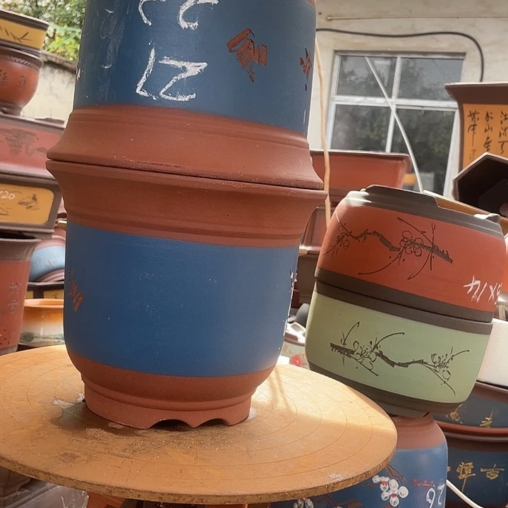 27+27蓝点菜金钟花盆紫砂花盆