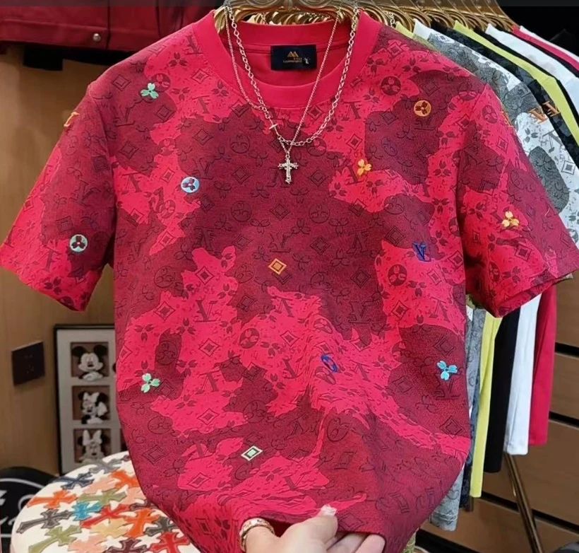 130*夏季短袖时尚轻奢百搭ins显瘦T恤男士圆领爆款韩版上衣