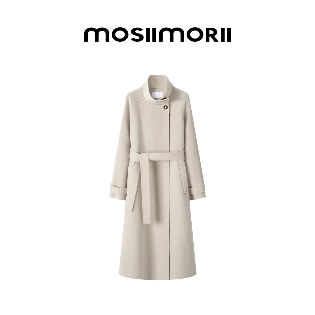 【Cold敌】香槟驼100%羊毛双毛呢大衣质中长款翻领MOSIIMORII