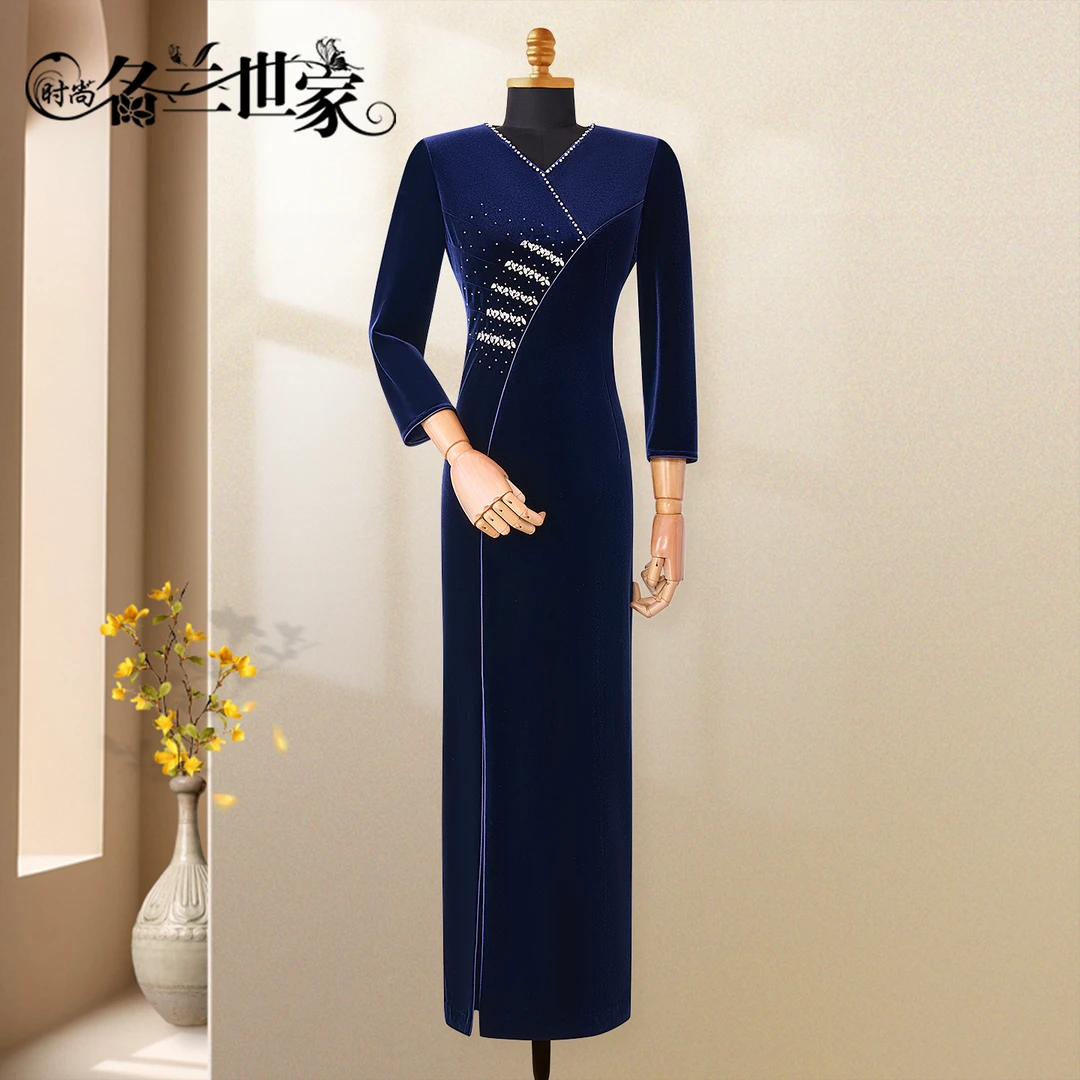 名兰世家喜妈妈婚礼旗袍喜婆婆妈妈装2025新款婚宴礼服裙日常旗袍