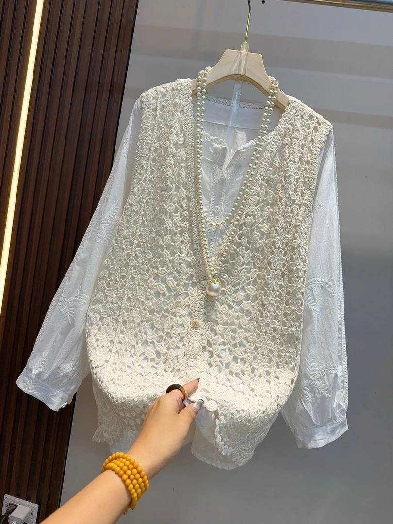 2025年早秋新款百搭洋气针织马甲+打底衫两件套