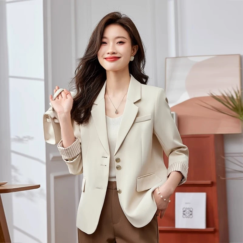 小个子女式158mm西装外套女春秋高级小众韩版百搭显瘦西服上衣