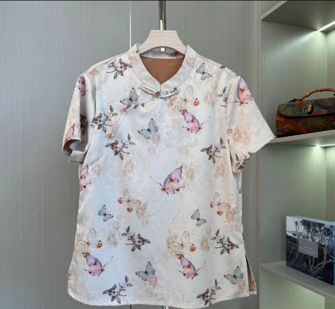 2588款【锦蝶】时尚洋气女士短袖上衣