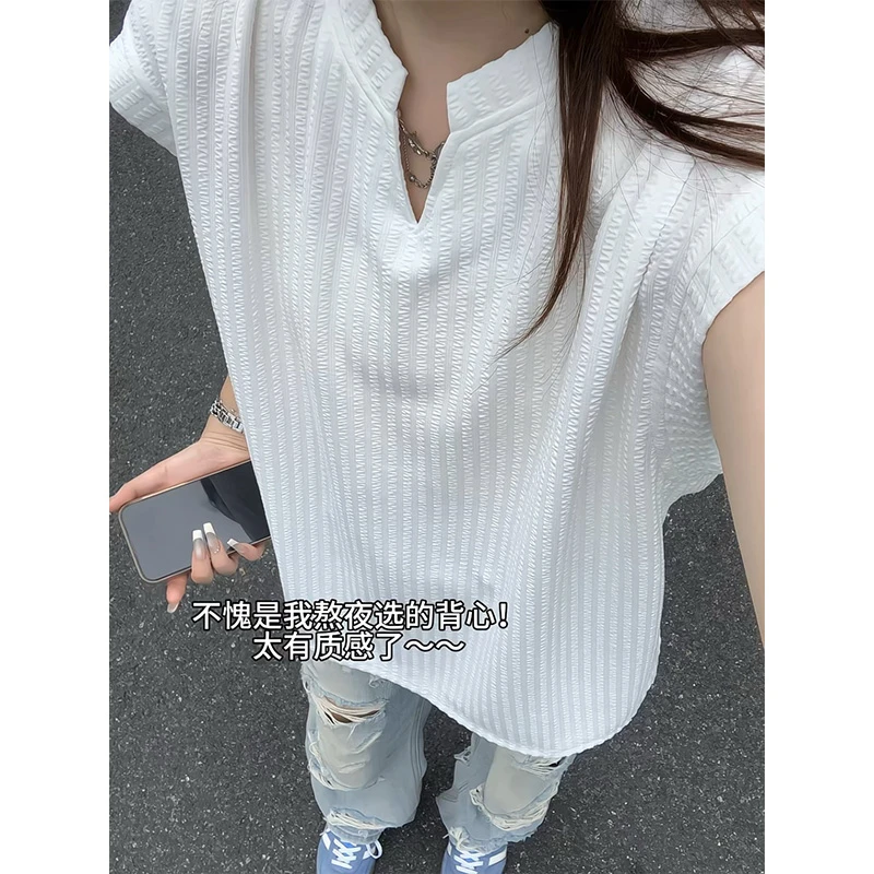 cleanfit无袖背心男款夏季潮牌v领肌理感美式高街个性纯色运动t恤