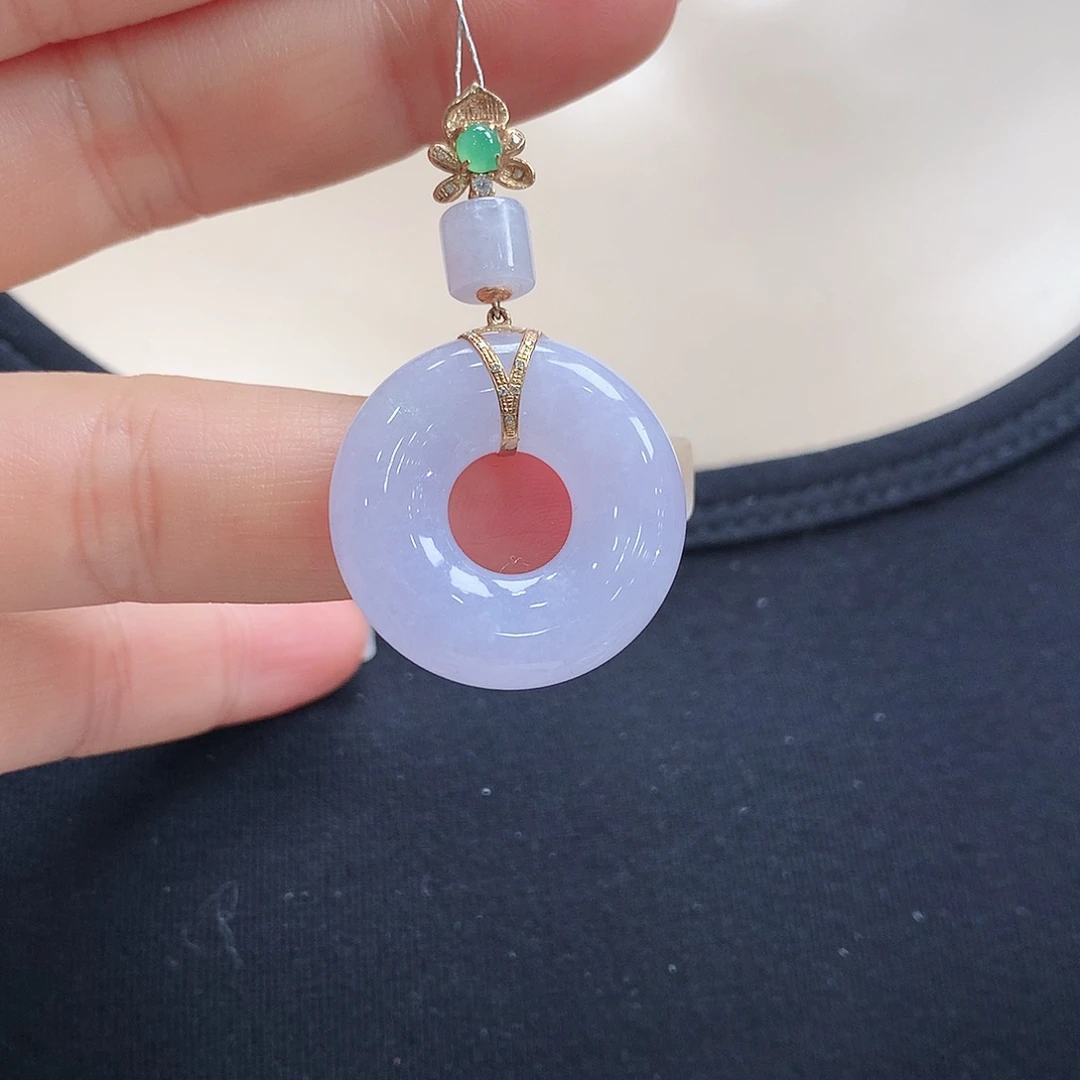 翡翠颈饰18K金镶嵌甜甜圈