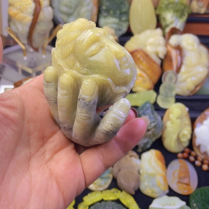 未镶嵌蛇纹石玉手把件