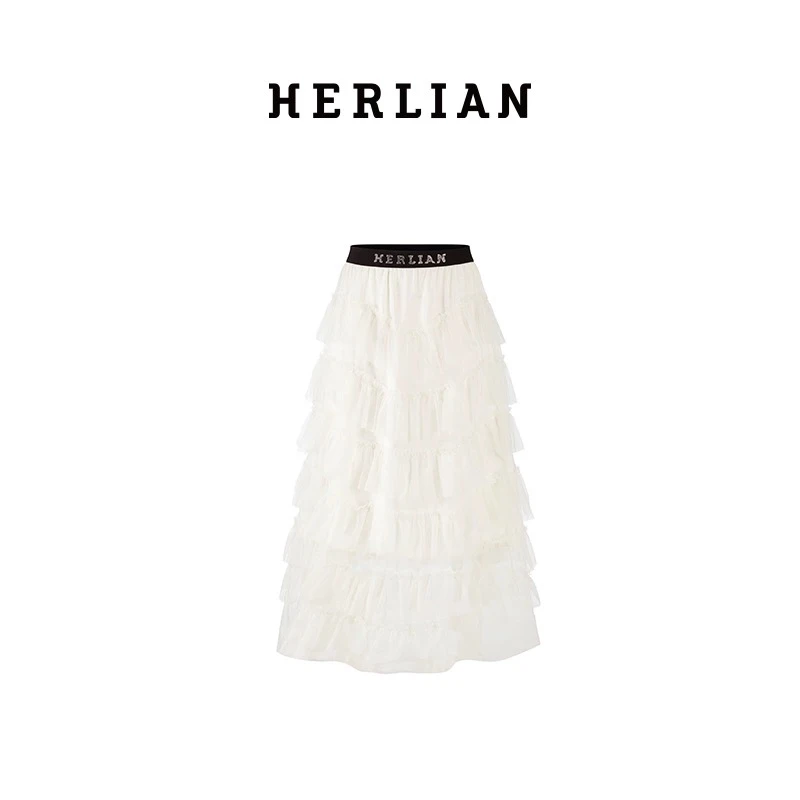 HERLIAN2025年夏季腰头水钻蛋糕纱裙半身裙长裙女