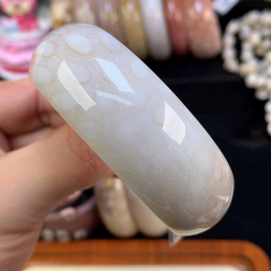 硅化珊瑚（珊瑚玉）未镶嵌颈饰61号55.9圈奶白冰