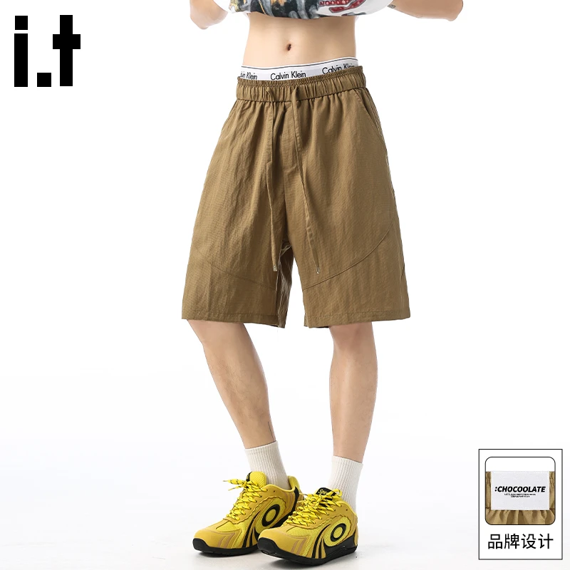 it :CHOCOOLATE百搭亚麻短裤男士夏季薄款透气美式工装休闲五分裤