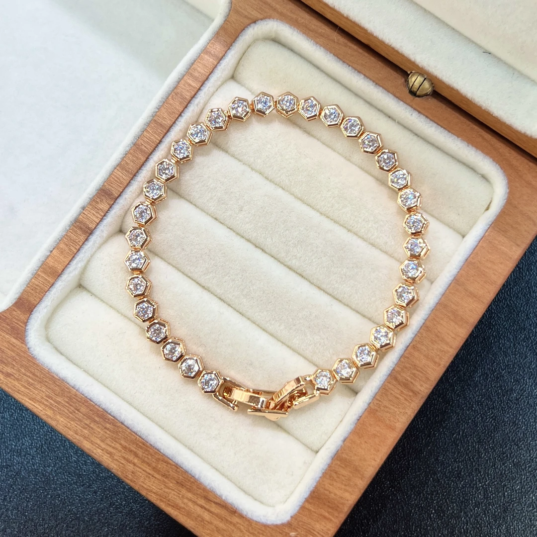 铜合金锆石手链 SL-31经典气质满钻蜂巢精致百搭手链