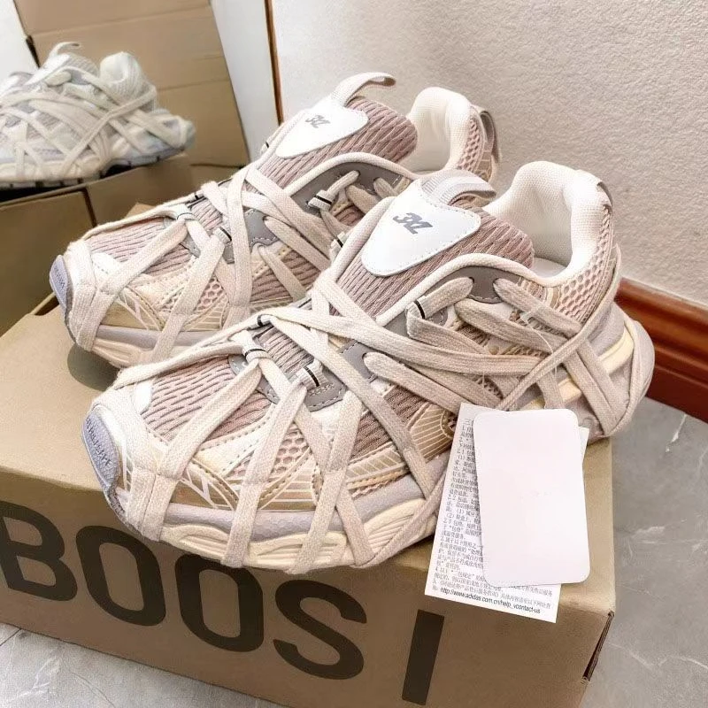 【巴家同款】3XL蜘蛛侠绑带老爹鞋男女巴黎厚底轻奢情侣运动鞋