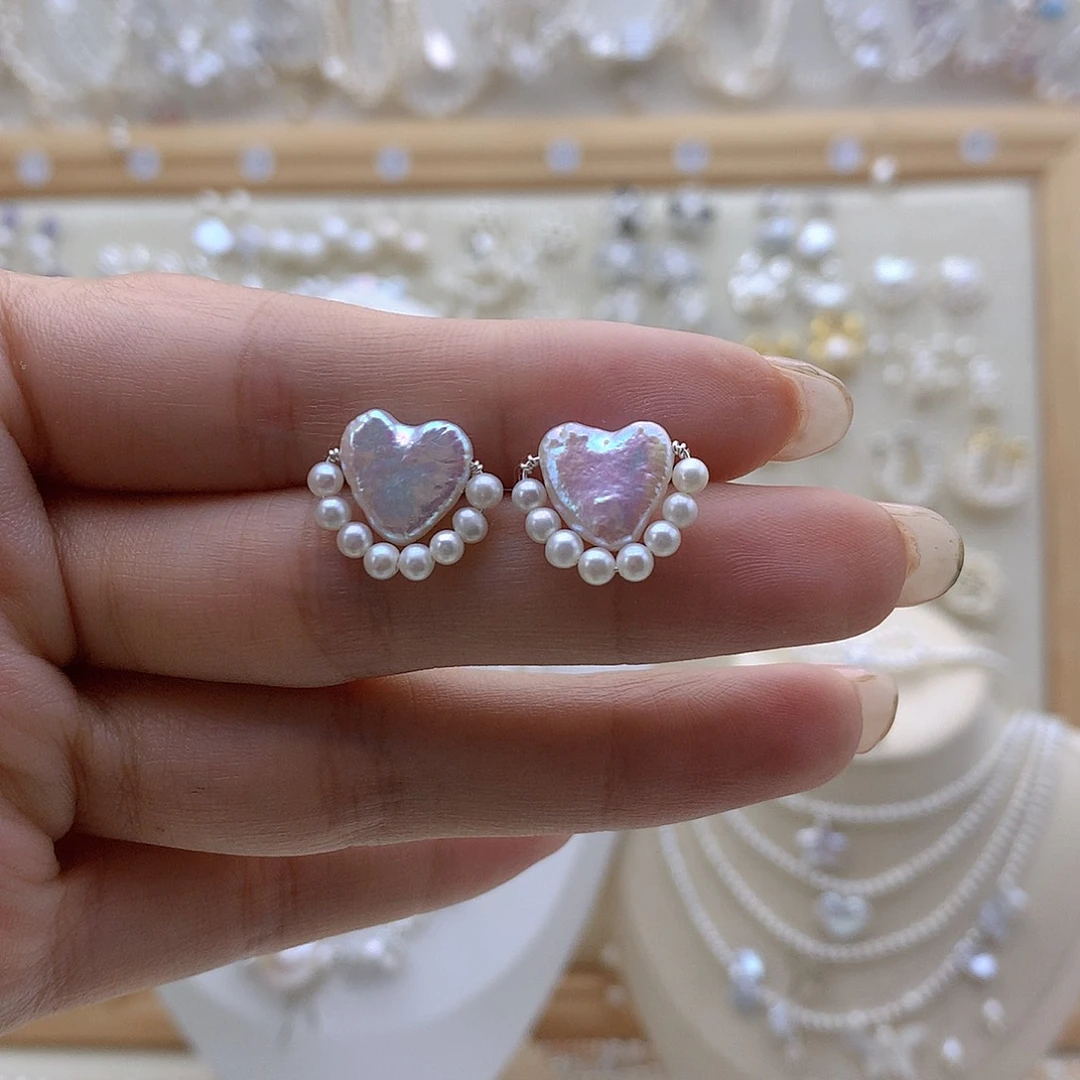 银S925镶嵌淡水珍珠耳饰