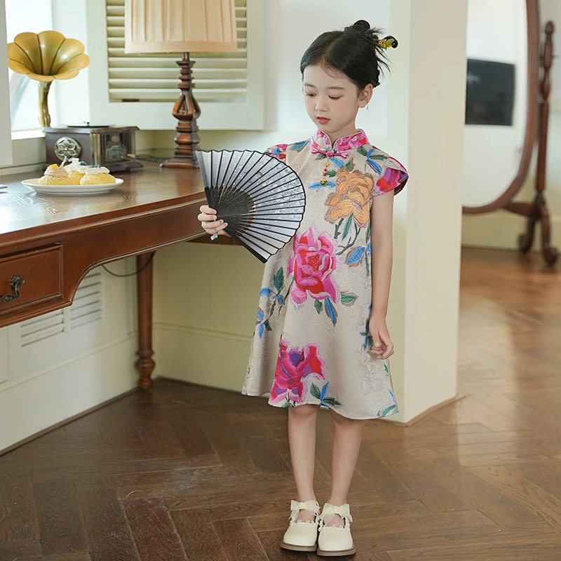 53911女童旗袍改良汉服裙子中国风2025夏季新款古风新中式连衣裙