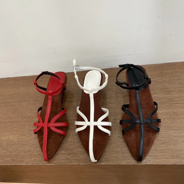 3067-7凉鞋法式夏季露趾粗跟中跟时装凉鞋时尚潮流罗马鞋