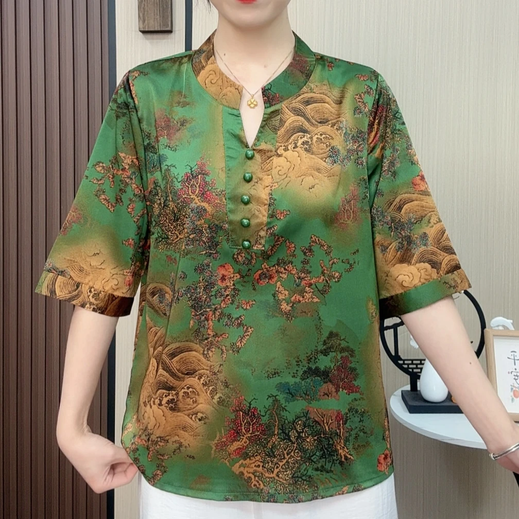 新款洋气V领显瘦宽松小衫7282