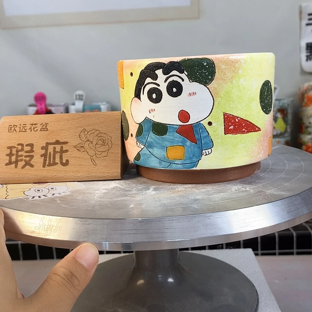 花盆紫砂红陶手绘花盆