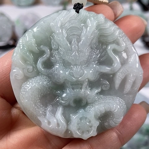 翡翠颈饰未镶嵌龙凤呈祥两面工福利