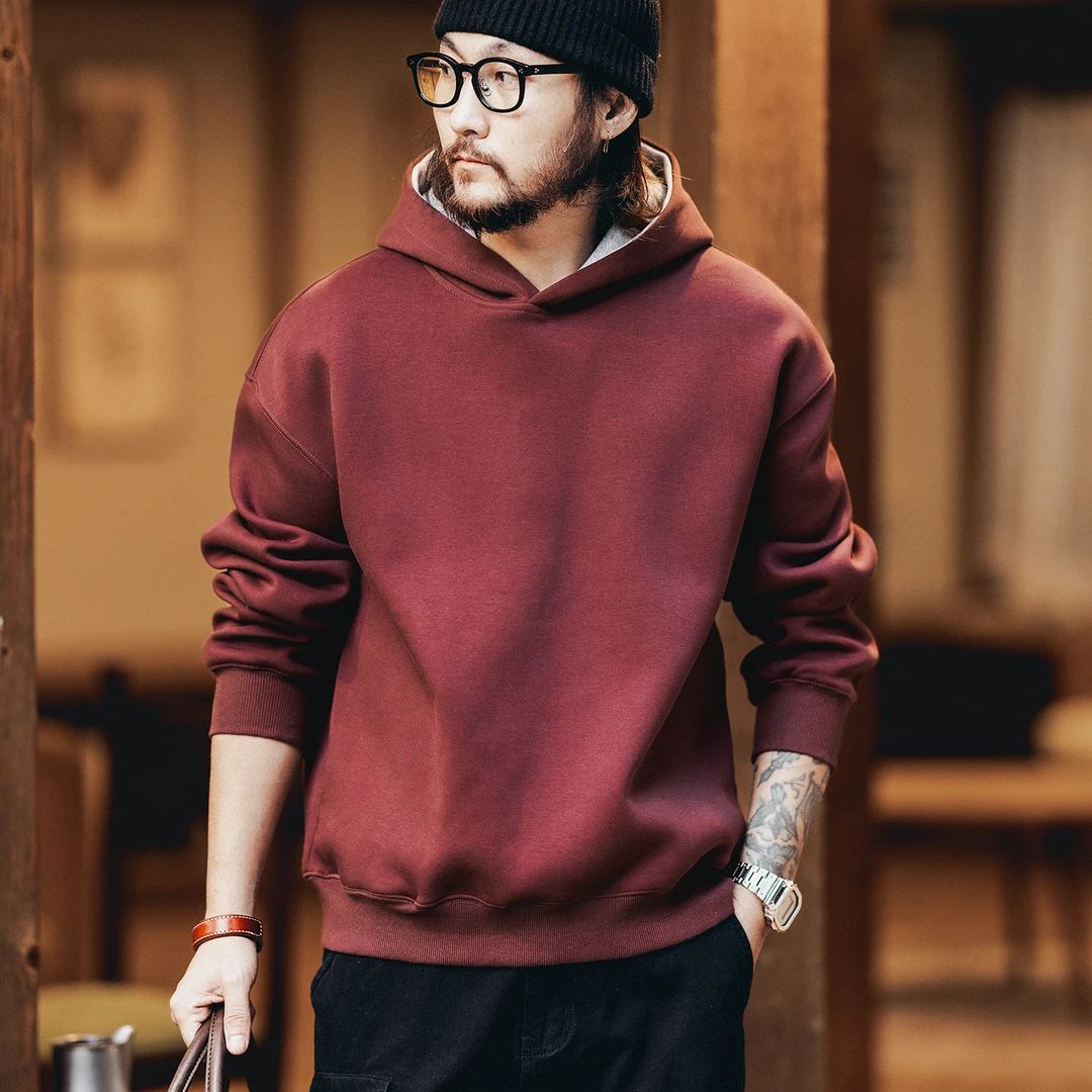 格蓝鹿美式430g重磅双色连帽卫衣男2025秋冬季潮牌宽松休闲外套男