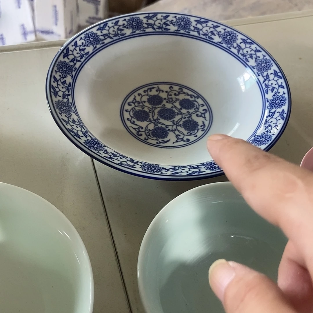 我***亩瓷片景德镇陶瓷盘子4个8寸