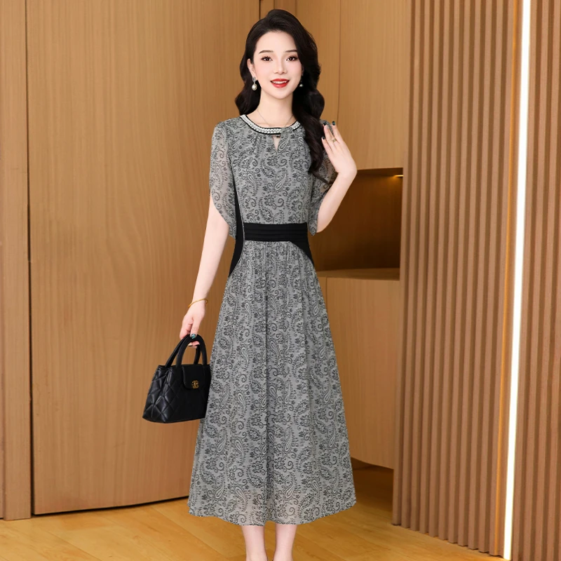 【连衣裙】25714梦晚夏季气质时尚优雅大气修身休闲显瘦连衣裙-XZY