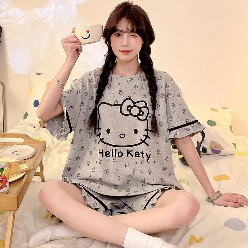 hellokitty睡衣女款爆款新款夏季女士短袖大码外穿可爱家居服套装