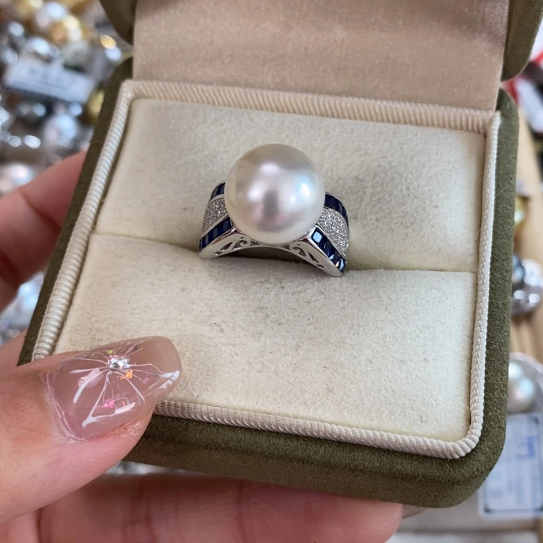 海水珍珠戒指银S925镶嵌