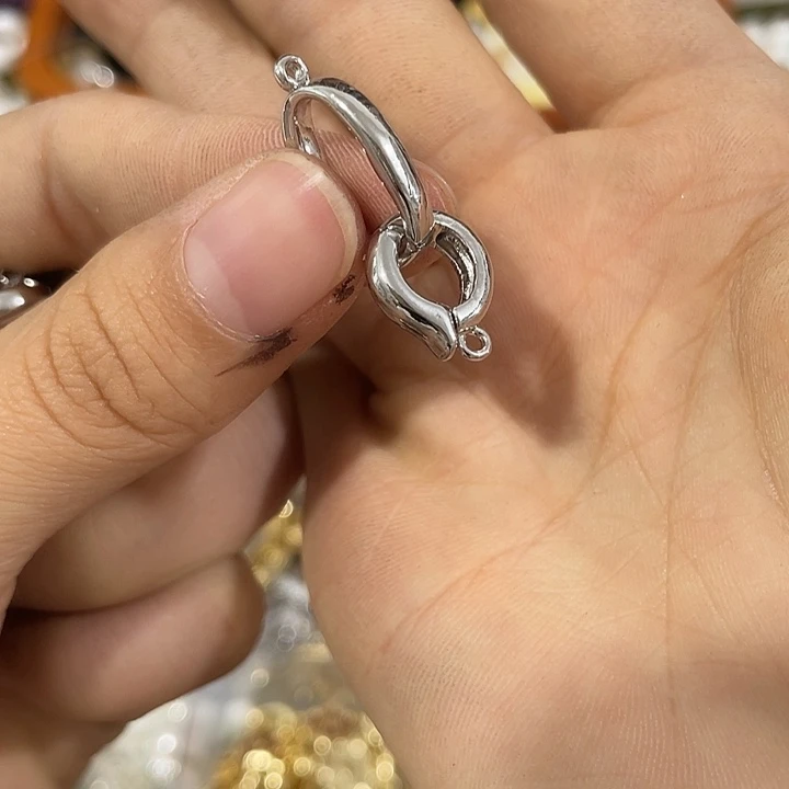 合金玛瑙/玉髓珠宝半成品3个银色圈圈八字扣