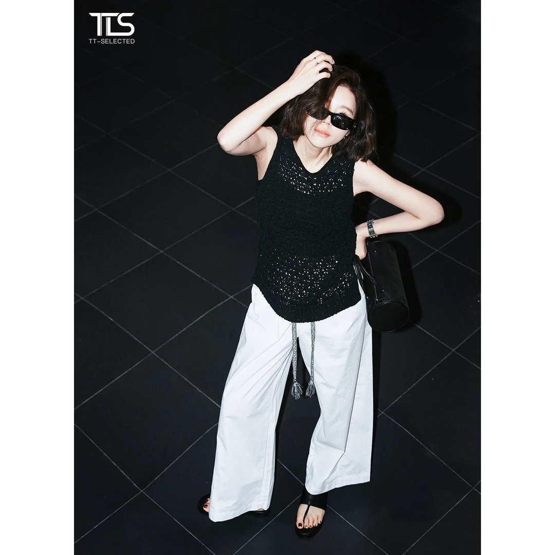 TT【文艺复兴】夏季舒适透气镂空防晒网纱针织8297