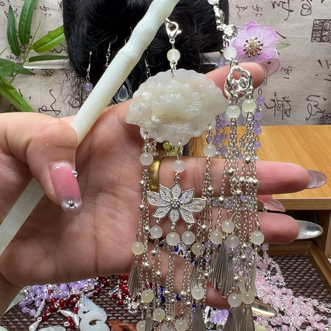 蛇纹石玉合金发饰