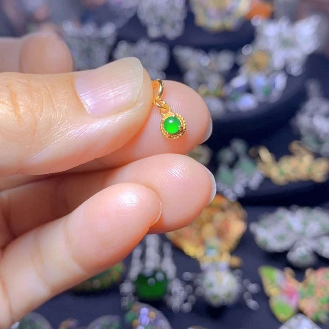 翡翠银S925镶嵌吊坠(不含链)天然翡翠
