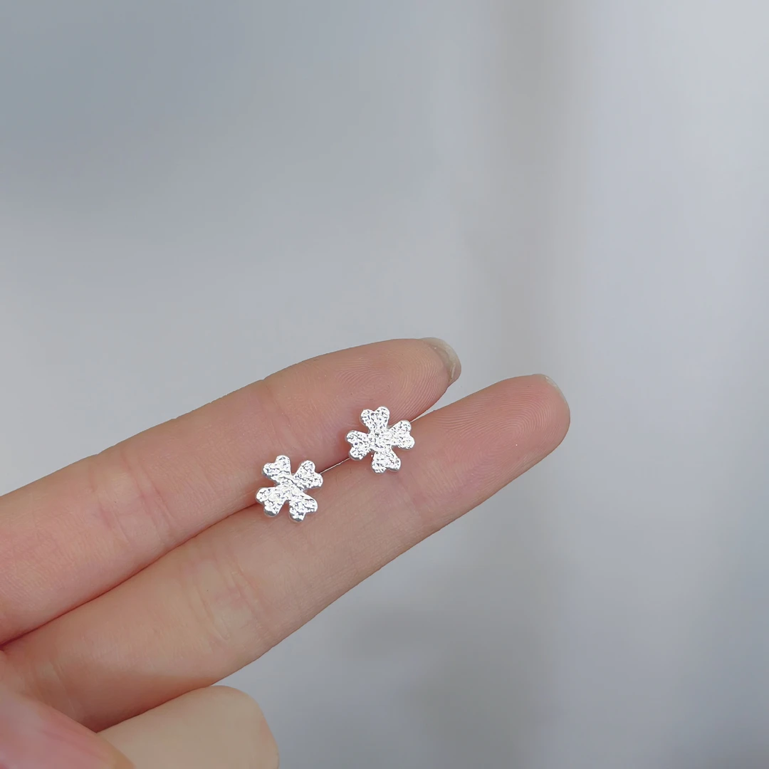 925银亚克力耳饰 925银针四叶草、郁金香、樱桃款个性独特耳饰