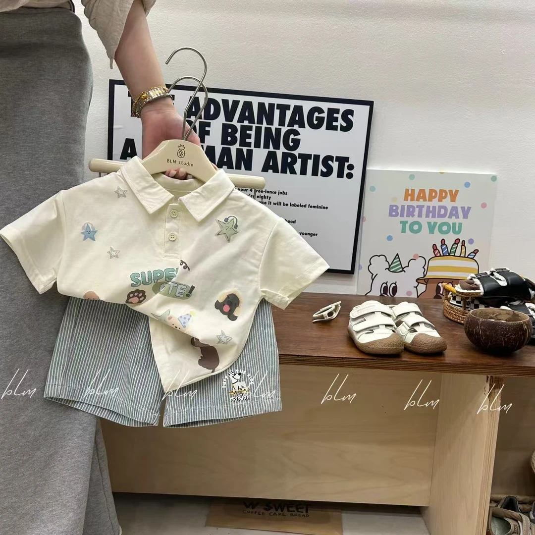 男童宝宝短袖夏装两件套夏季新款洋气卡通小童儿童衣服套装