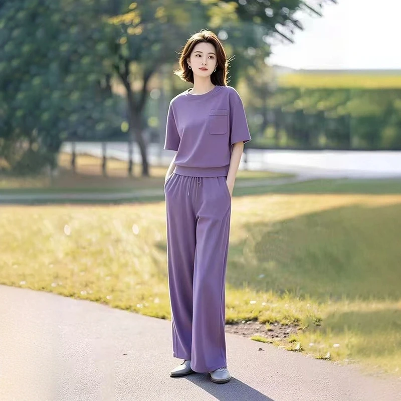 休闲风时尚套装运动洋气宽松显瘦上衣夏装减龄休闲