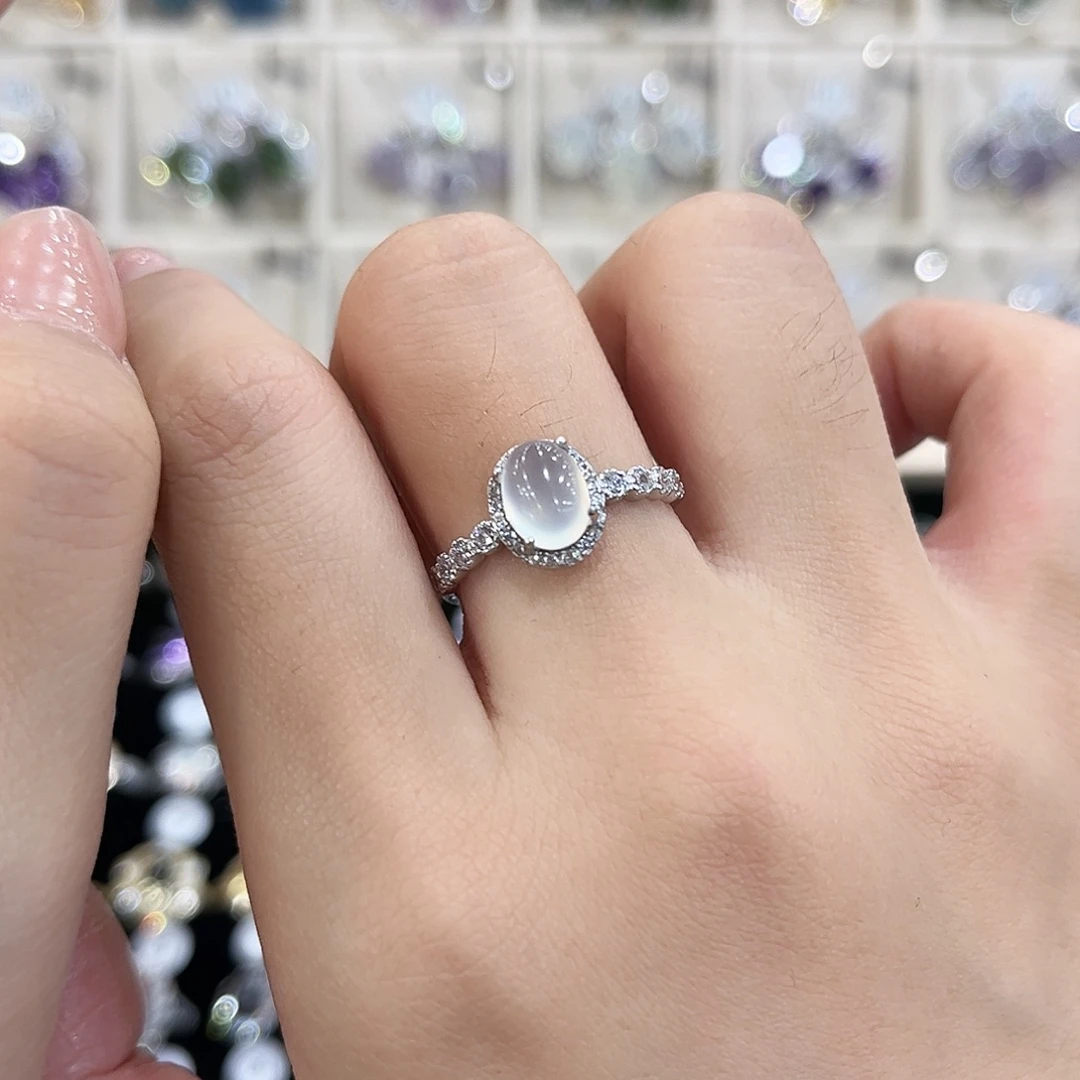 岫玉银S925镶嵌戒指