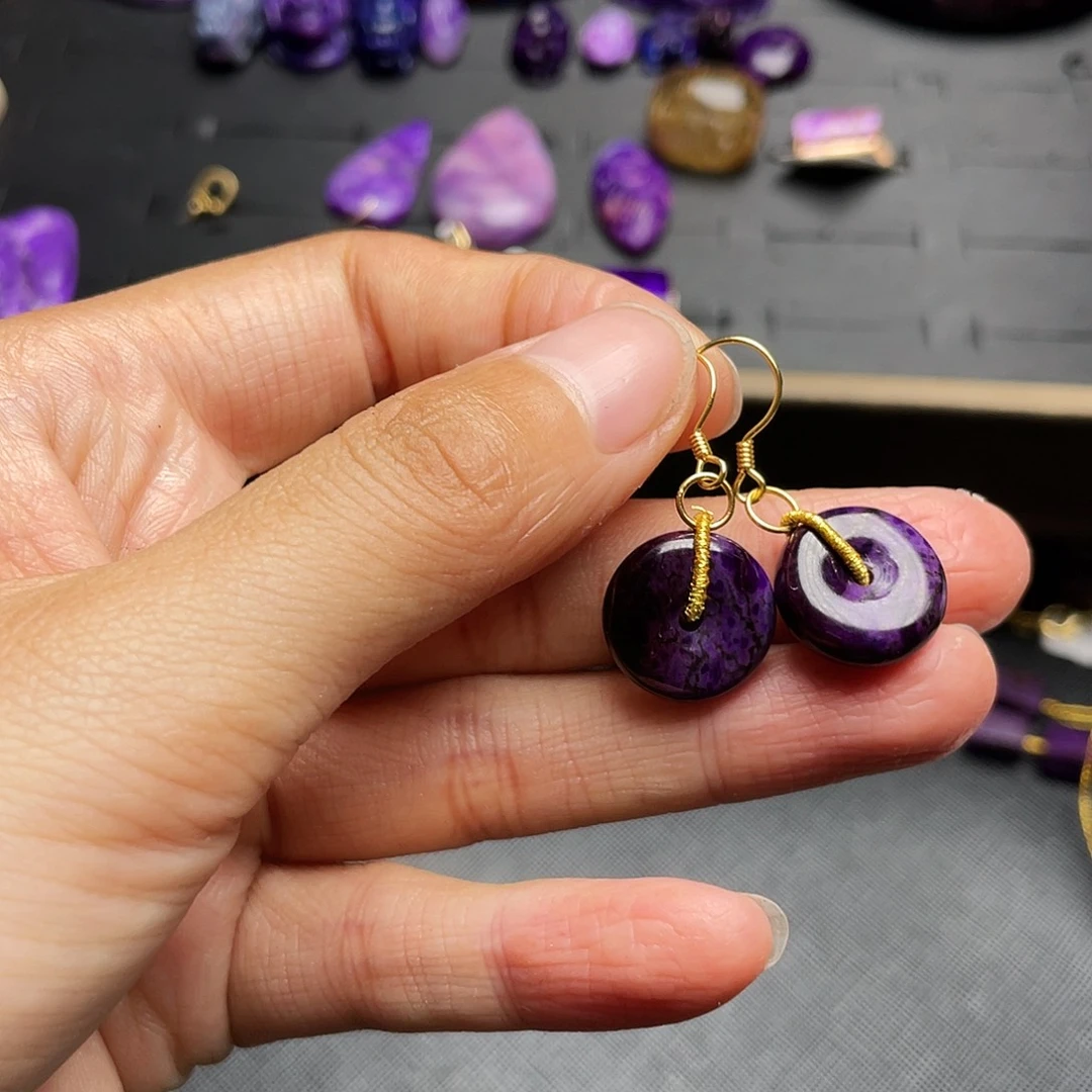 苏纪石（舒俱来）耳钩银S925镶嵌