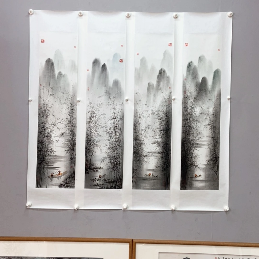 国画邓平四条屏98*25精品佳作