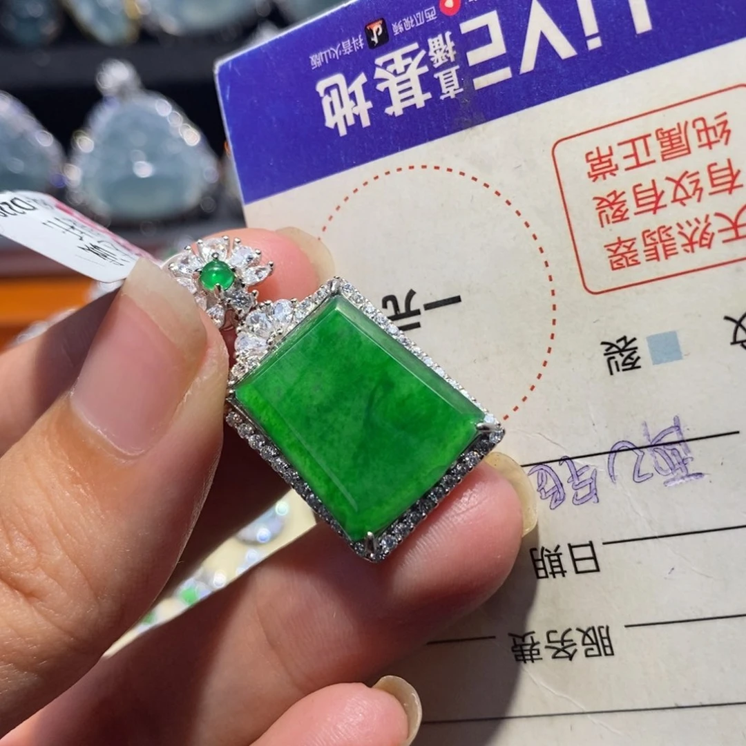 翡翠银S925镶嵌颈饰金***宝翡翠分单一个无事牌