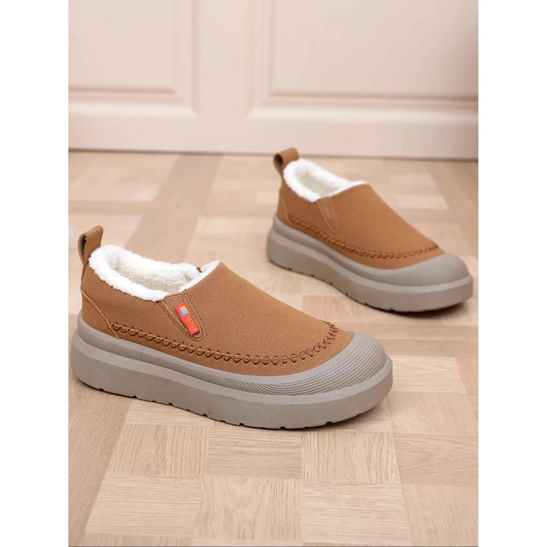 2025冬季新款老北京棉鞋女加绒加厚防滑一脚蹬雪地靴时尚妈妈靴子