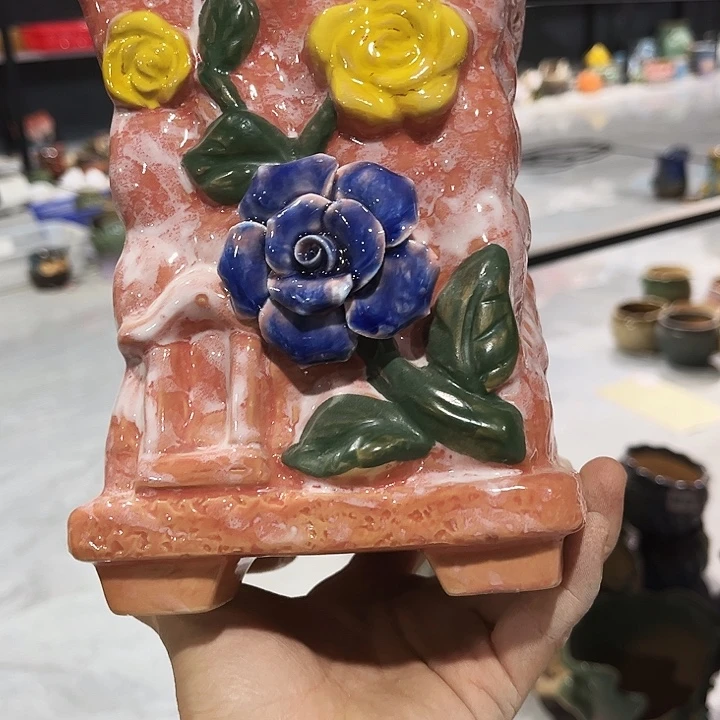 瓷片花盆多肉植物艺术品