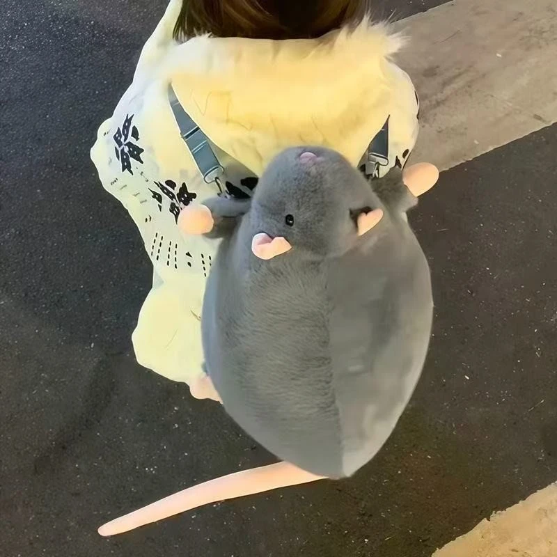 花枝鼠背包可爱仿真老鼠双肩包毛绒公仔玩偶书包丑萌创意包包FFF